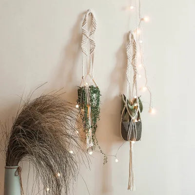 Hanging Plant Handmade Macrame Plant Hanger Flower Pot Planter Hanger Wall Decor Courtyard Garden Hanging Planter Hanging Basket