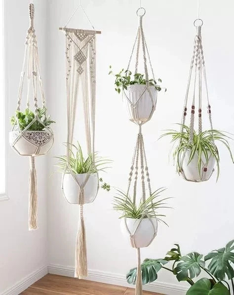 Hanging Plant Handmade Macrame Plant Hanger Flower Pot Planter Hanger Wall Decor Courtyard Garden Hanging Planter Hanging Basket