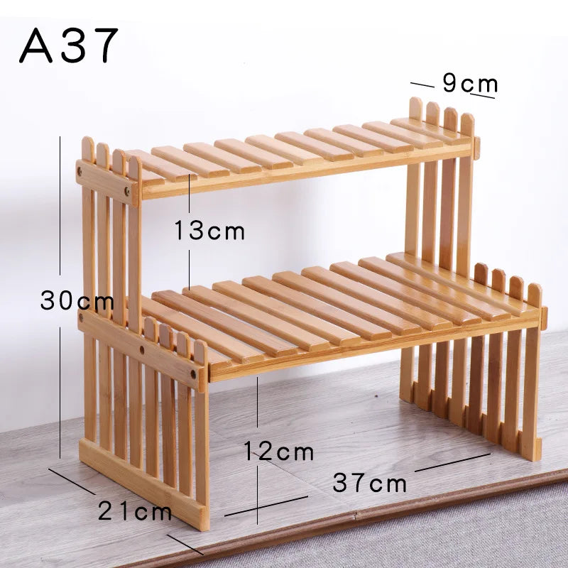 Made of Bamboo Flower Stand Potted Plant Shelf Flower Display Stand Bamboo Wood Storage Rack Garden Organizer