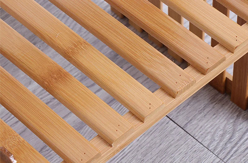 Made of Bamboo Flower Stand Potted Plant Shelf Flower Display Stand Bamboo Wood Storage Rack Garden Organizer