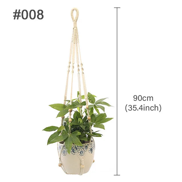 Macrame Handmade Plant Hanger Baskets Flower Pots Holder Balcony Hanging Decoration Knotted Lifting Rope Home Garden Supplies