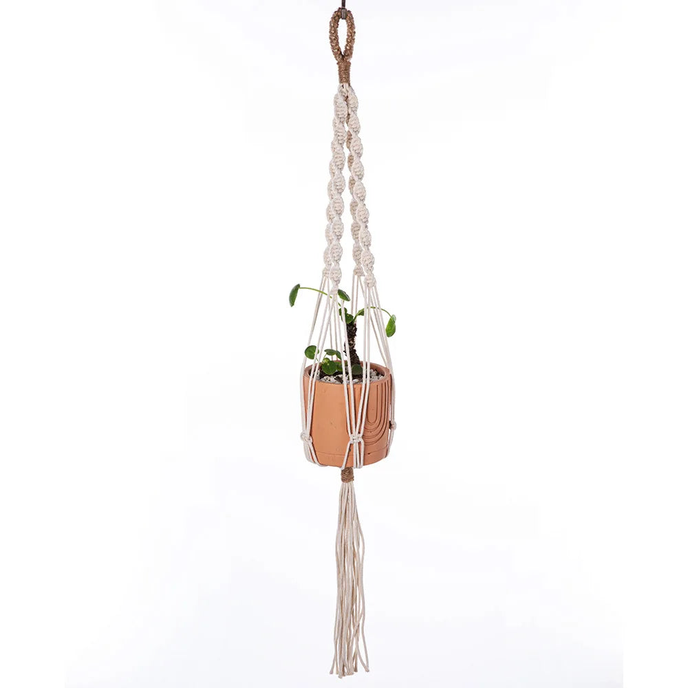 Macrame Plant Hanger Indoor Hanging Planter Basket Woven Cotton Rope Flower Pot Crochet Plant Holder Stand for Boho Home Decor