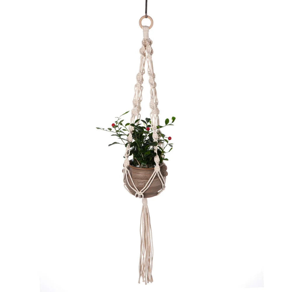 Macrame Plant Hanger Indoor Hanging Planter Basket Woven Cotton Rope Flower Pot Crochet Plant Holder Stand for Boho Home Decor