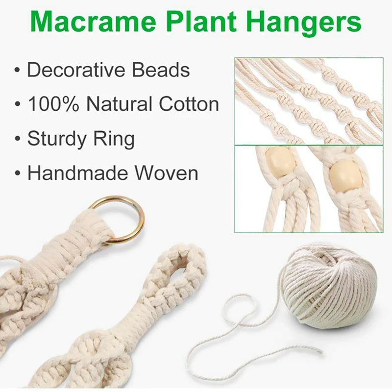 Macrame Handmade Plant Hanger Baskets Flower Pots Holder Balcony Hanging Decoration Knotted Lifting Rope Home Garden Supplies