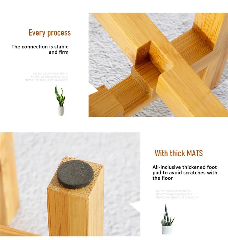 Plant Flower Pot Stand Small Durable Wood Trays Rack,Strong Free Standing Bonsai Holder Indoor Accessories Home Garden Display