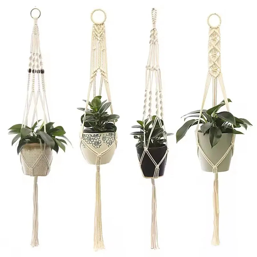 Hanging Plant Handmade Macrame Plant Hanger Flower Pot Planter Hanger Wall Decor Courtyard Garden Hanging Planter Hanging Basket