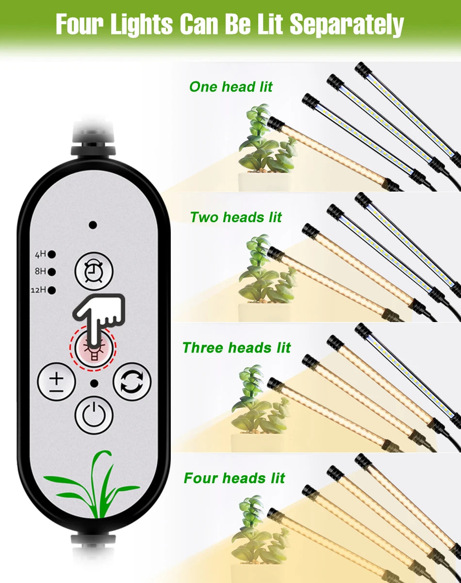 LED Grow Light Plant Hydroponic Flower Seedling Vegetable Cultivation Timing Auto On/Off Dimmable For Indoor Growth Box USB DC5V