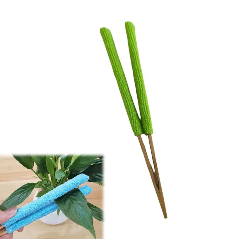 Indoor Plant Leaf Cleaner Kit with Detachable Microfiber Pads & Dusting Gloves, Reusable and Washable