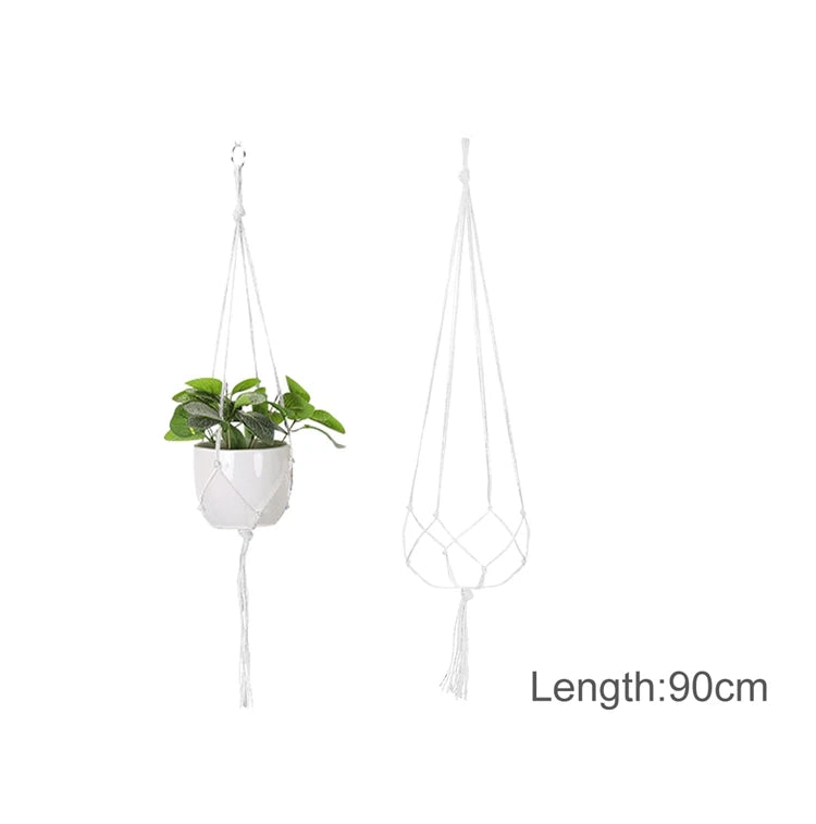 Macrame Handmade Plant Hanger Baskets Flower Pots Holder Balcony Hanging Decoration Knotted Lifting Rope Home Garden Supplies