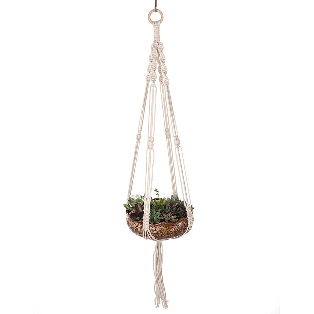 Macrame Plant Hanger Indoor Hanging Planter Basket Woven Cotton Rope Flower Pot Crochet Plant Holder Stand for Boho Home Decor