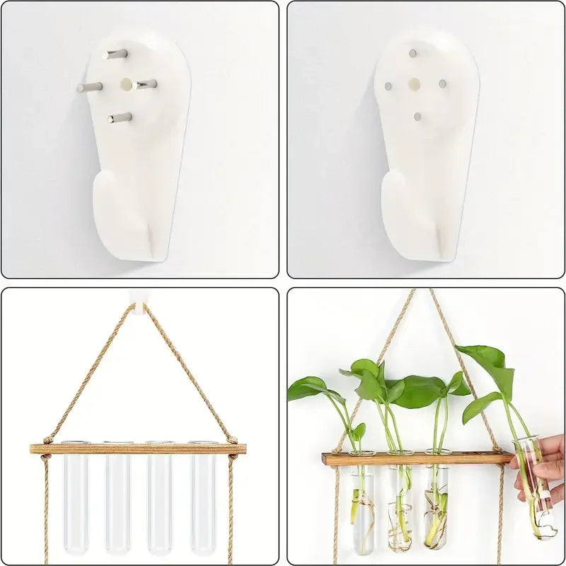 1pc Wall Hanging Propagation Station With Glass Test Tubes 1/2 Tiered Planters Wall Terrarium For Home Office Plant Hanger Flowe