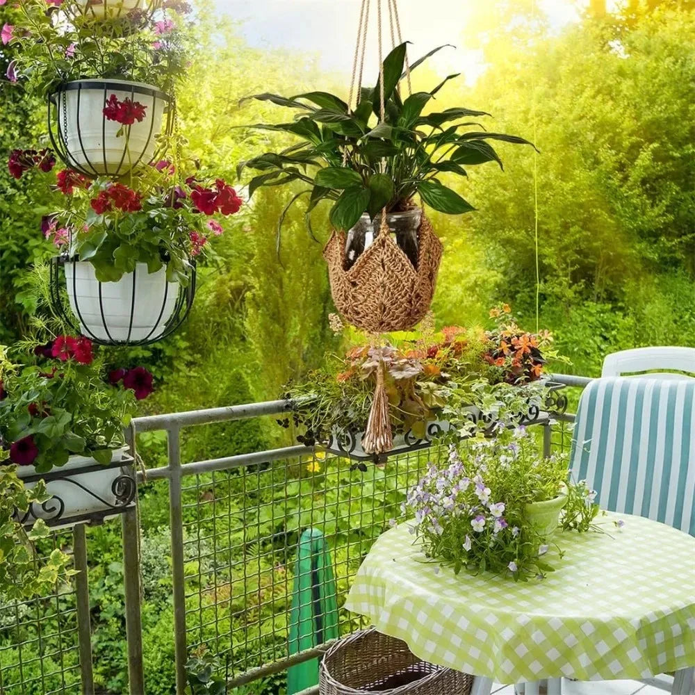 Handmade Macrame Flower Pot Wall Decor Courtyard Garden Hanging Planter Hanging Basket Plant Hanger Hanging Plant