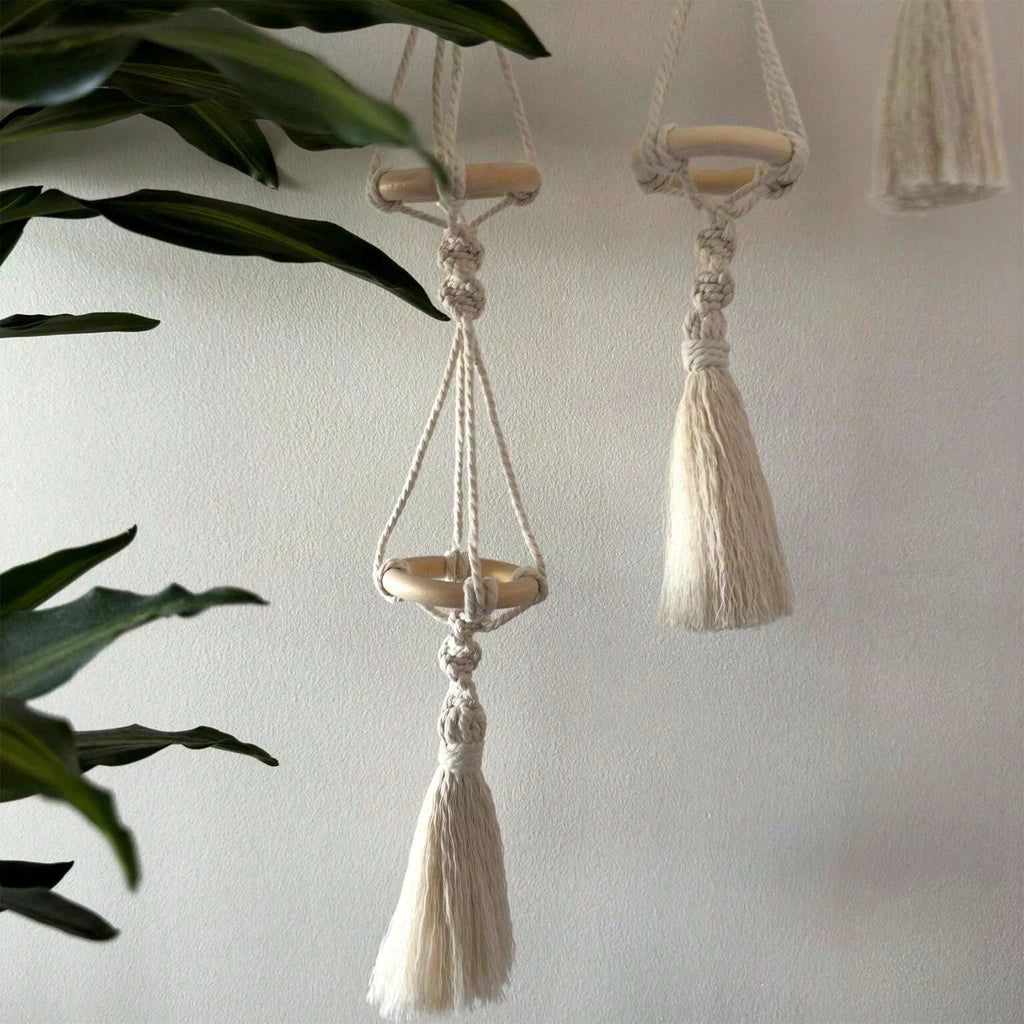 Macrame Plant Hangers Air Plants Hanging Basket Wall Hanging Handcrafted Air Plants Hanger Boho Home Decoration Room Decor Gift