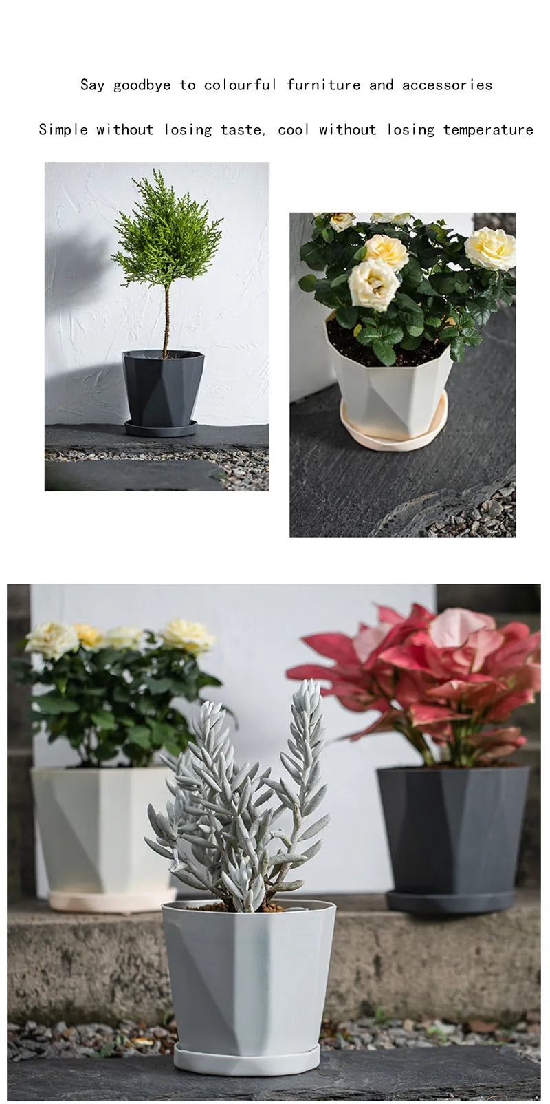 Plastic Flower Pots for Indoor and Outdoor, Large-Diameter Flower Pots, Succulent Plants, Green Plants