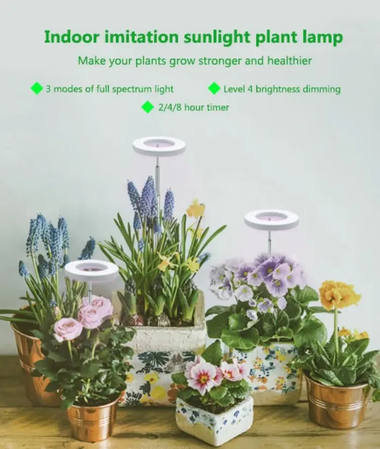 LED Grow Light Full Spectrum Plant Growth Light USB 5V Height Adjustable Dimmable Growing Lamp with Timer for Indoor Plants Herb