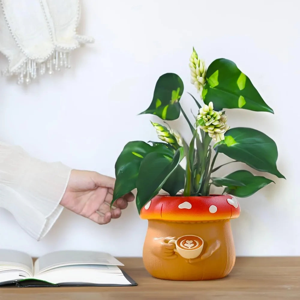 2024 Cute Plant Pot,Flower Planter,Mushroom Ceramic Small Plant Pot,Cute Decorative Succulent Pot for Indoor & Outdoor Plants