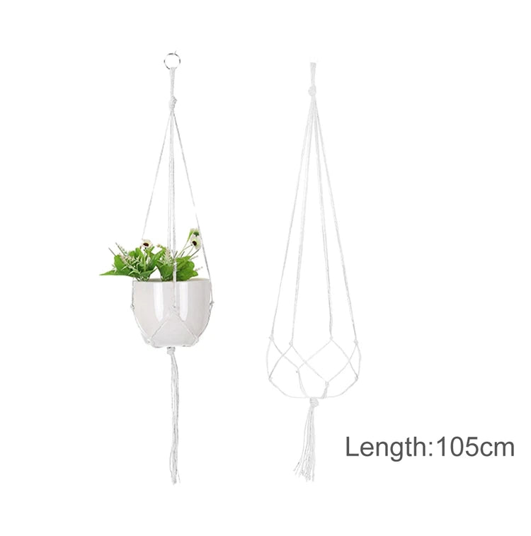 Macrame Handmade Plant Hanger Baskets Flower Pots Holder Balcony Hanging Decoration Knotted Lifting Rope Home Garden Supplies