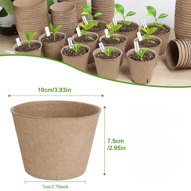 100pcs 10cm Flower Pots Peat Planting Pots Biodegradable Paper Cup For Plant Starter Starting Tray Gardening Supplies  ﻿