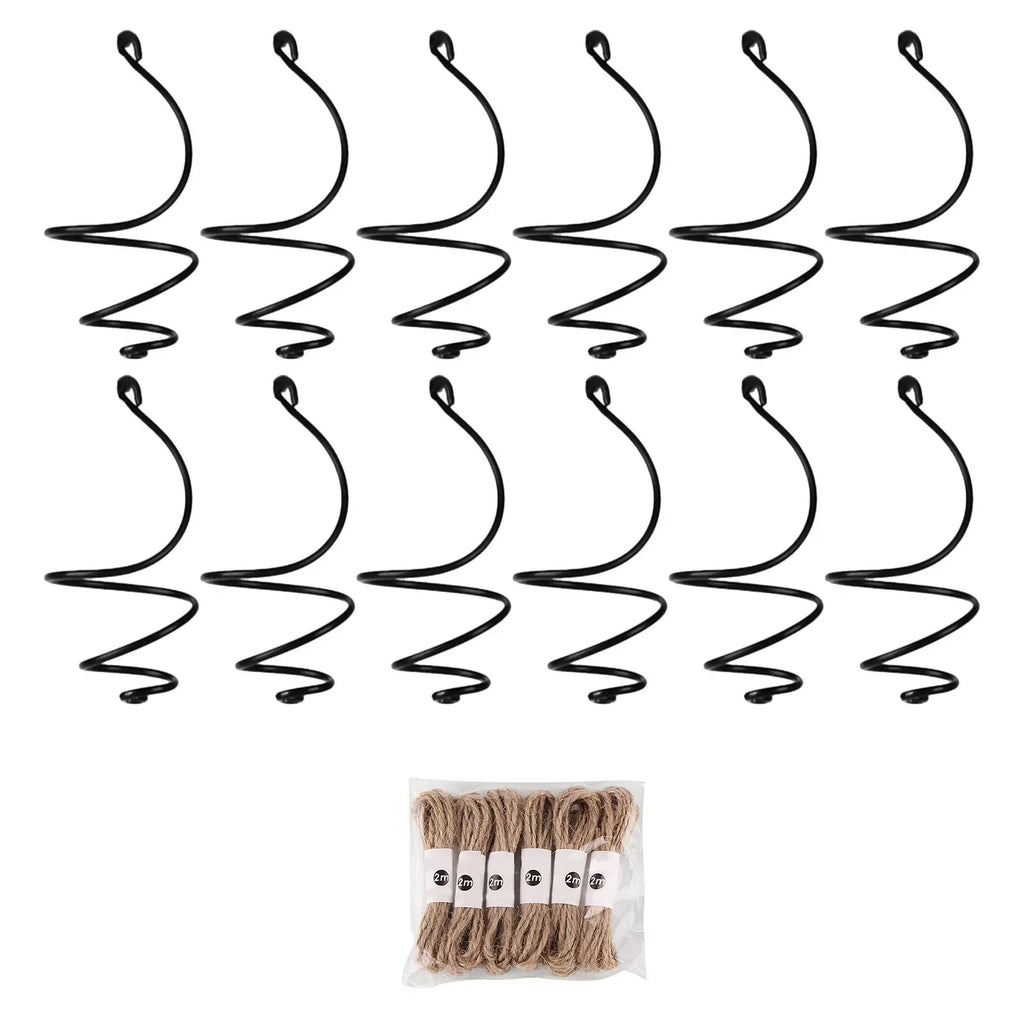 12Set Air Plant Holders Spiral Metal Soilless Stand Hanging Tillandsia Display Container Home Office Succulent Wall Decor