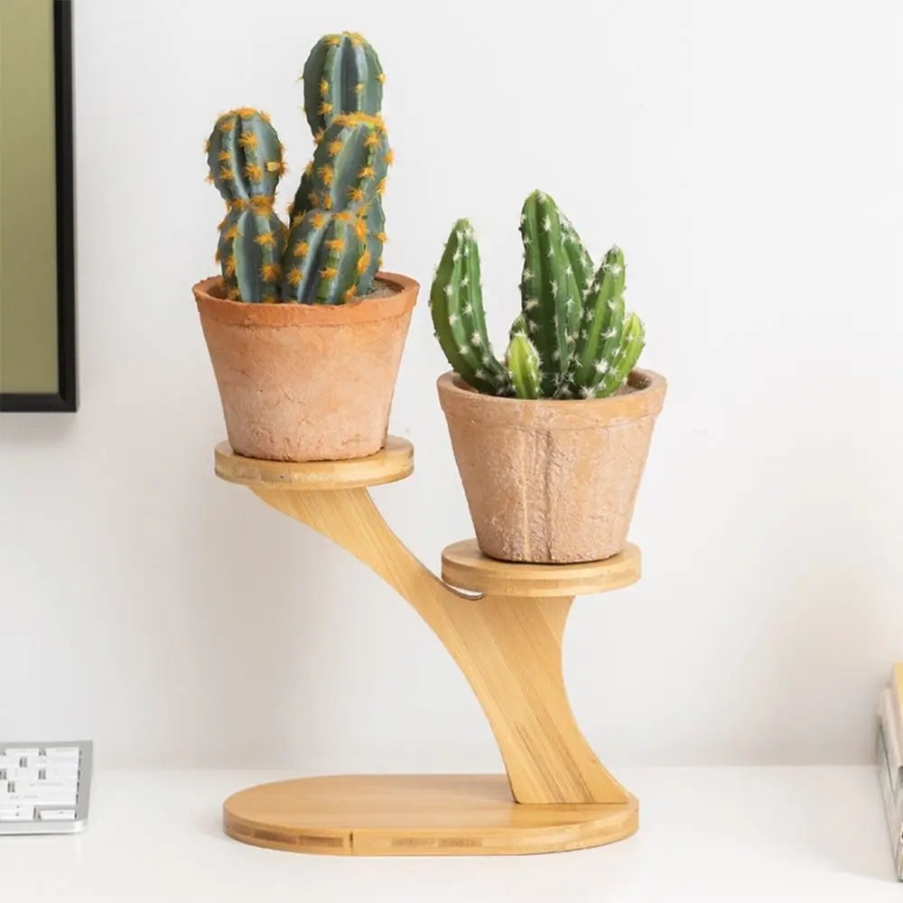 Bamboo Wood Flowerpot Tray Plants Stand Multi-layer Succulents Bonsai Organizer Desktop Ornament Home Decoration