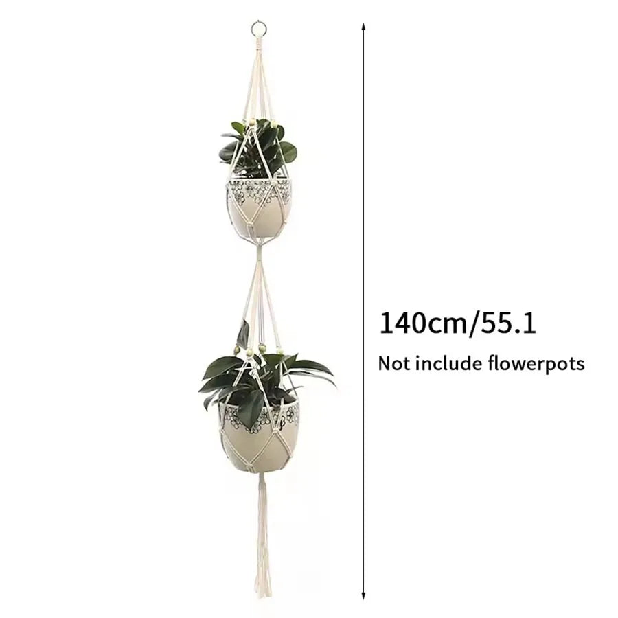 Hanging Plant Handmade Macrame Plant Hanger Flower Pot Planter Hanger Wall Decor Courtyard Garden Hanging Planter Hanging Basket