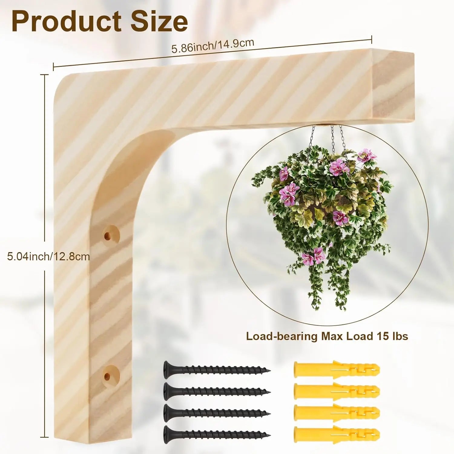 Wooden Plant Hanger Hook Wall Plant Hanger for Indoor Basket Hooks for Flower Baskets Pot Lanterns