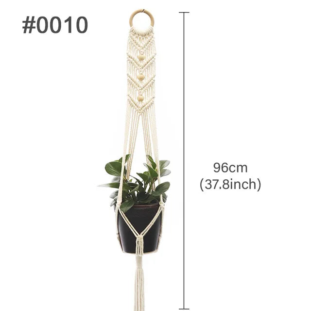 Macrame Handmade Plant Hanger Baskets Flower Pots Holder Balcony Hanging Decoration Knotted Lifting Rope Home Garden Supplies