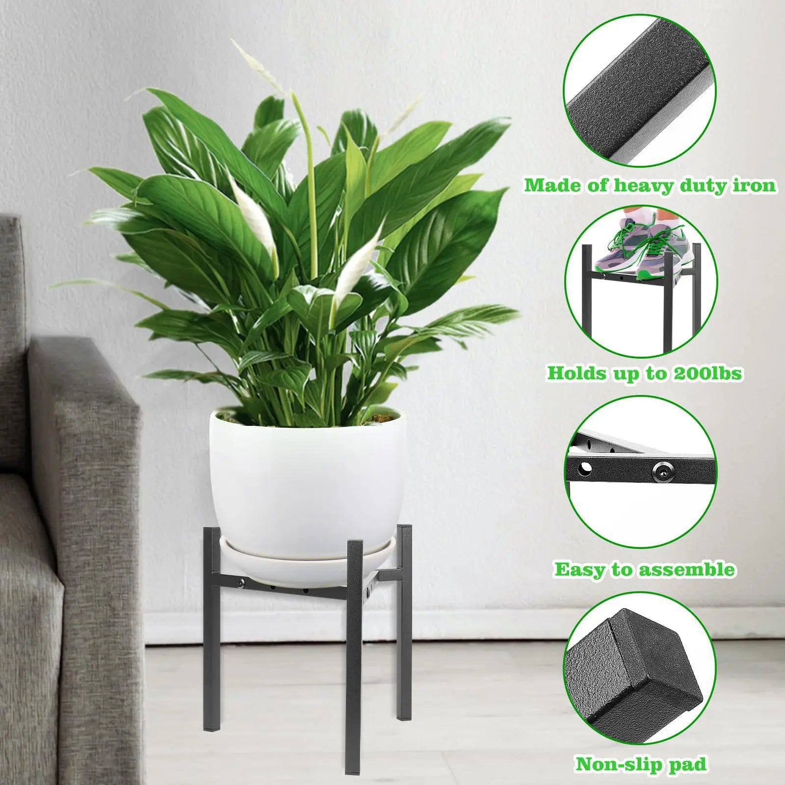 Indoor Plant Stands For Living Room Adjustable Metal Heavy Duty Outdoor Corner Stable Plant Holder Fits 8 to 12 Inches