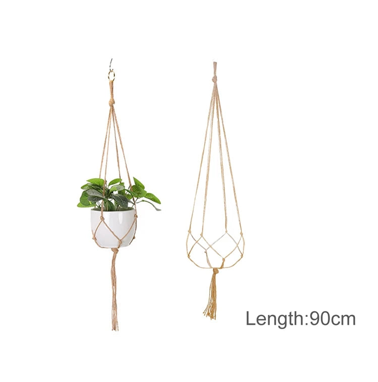 Macrame Handmade Plant Hanger Baskets Flower Pots Holder Balcony Hanging Decoration Knotted Lifting Rope Home Garden Supplies