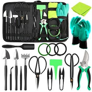 Bonsai Tools Kit- 24 PCS Bonsai Tree Kit Tools for Beginners, Bonsai Starter Trimming Care Kit Bonsai Pruning Kit