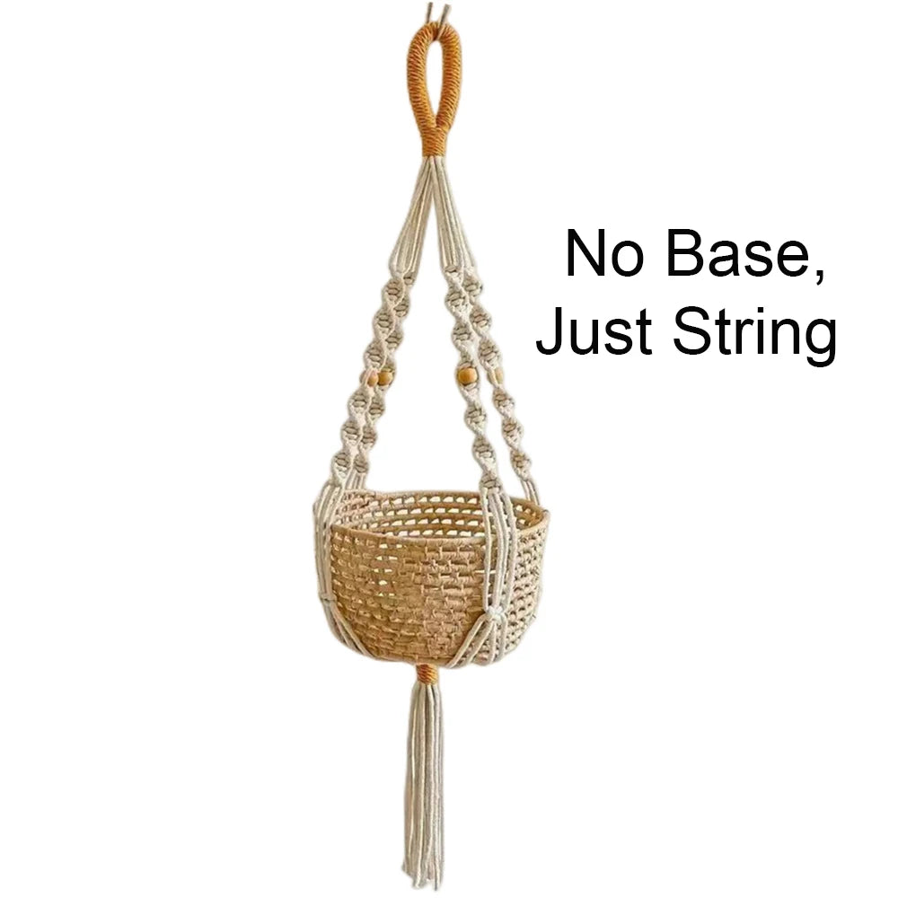 Macrame Plant Hanger Indoor Hanging Planter Basket Woven Cotton Rope Flower Pot Crochet Plant Holder Stand for Boho Home Decor