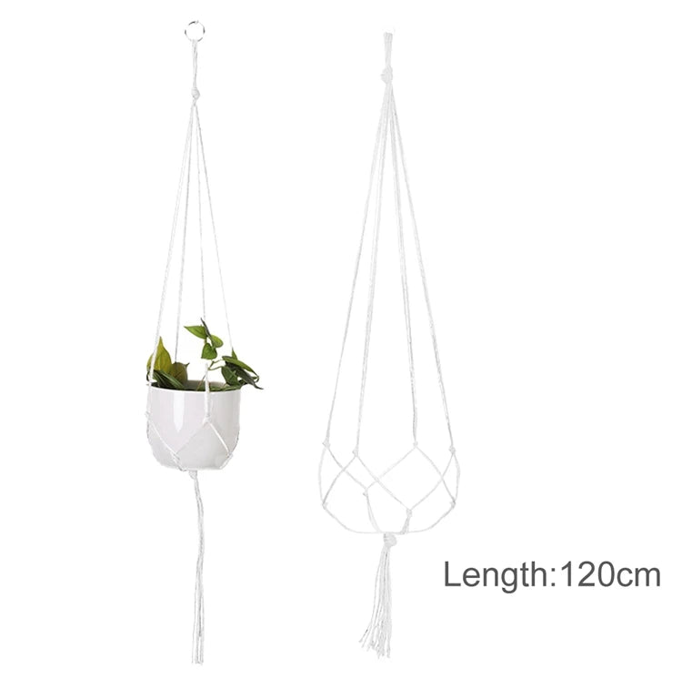 Macrame Handmade Plant Hanger Baskets Flower Pots Holder Balcony Hanging Decoration Knotted Lifting Rope Home Garden Supplies