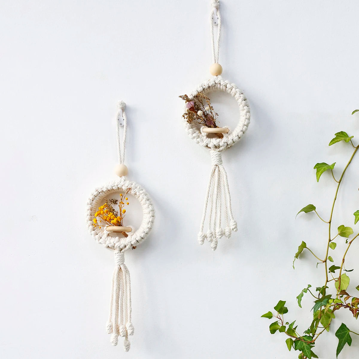 Air Plant Holder Macrame Wall Hanging Boho Decor  Flower Pot Farmhouse Garden Pots Planters Bedrrom Balkon Decoration Gift