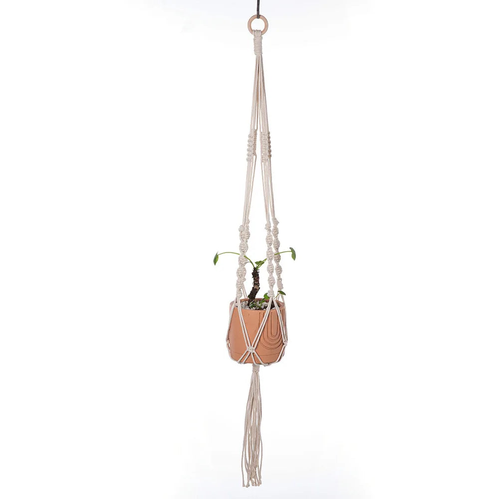 Macrame Plant Hanger Indoor Hanging Planter Basket Woven Cotton Rope Flower Pot Crochet Plant Holder Stand for Boho Home Decor