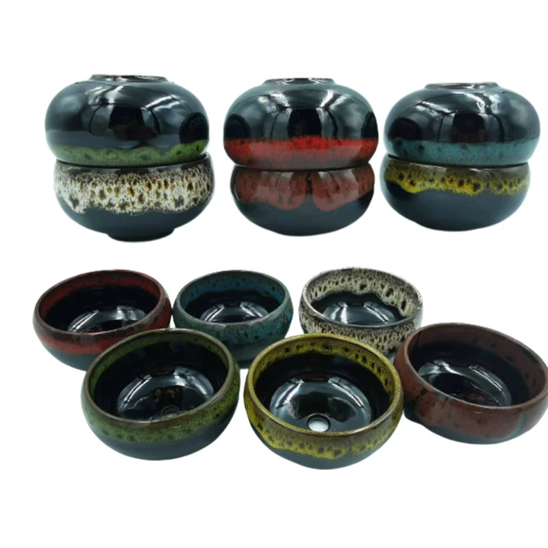 6pc Kiln-changed Flower Pot Bonsai Ceramic Pots For Plants Mini Succulent Plant Small Cactus Outdoor Container Modern Decorative