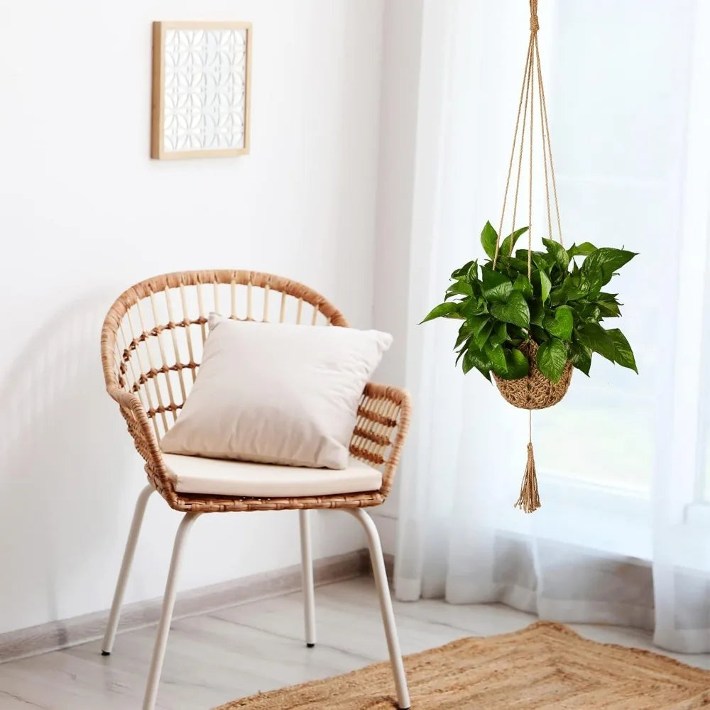 Handmade Macrame Flower Pot Wall Decor Courtyard Garden Hanging Planter Hanging Basket Plant Hanger Hanging Plant