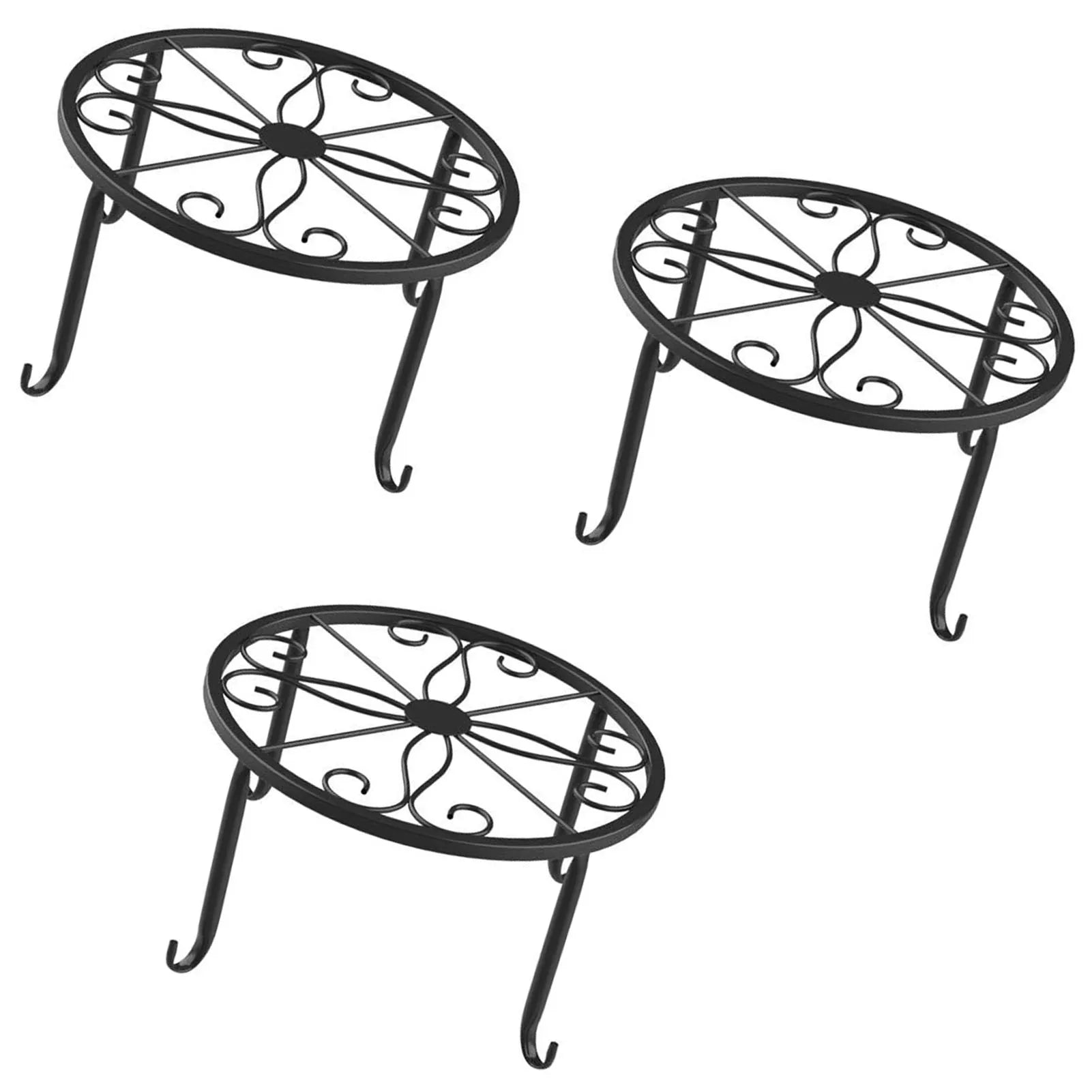 1Pc Metal Plant Stand Flower Pot Base Holder Stool for Home Garden Indoor Outdoor Flower Plant Display Bonsai Holder