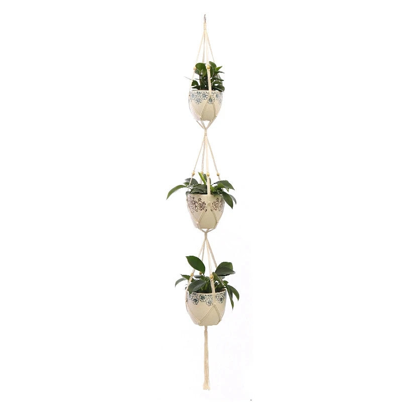 Hanging Plant Handmade Macrame Plant Hanger Flower Pot Planter Hanger Wall Decor Courtyard Garden Hanging Planter Hanging Basket