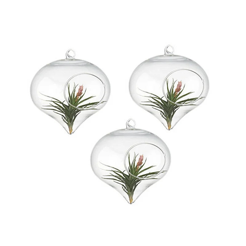 Terrarium Glass Ball Vase 11*9cm Top Hanging Flower Vase Dinner Planter Terrarium Container Pots Home Wedding Decor Terrarium