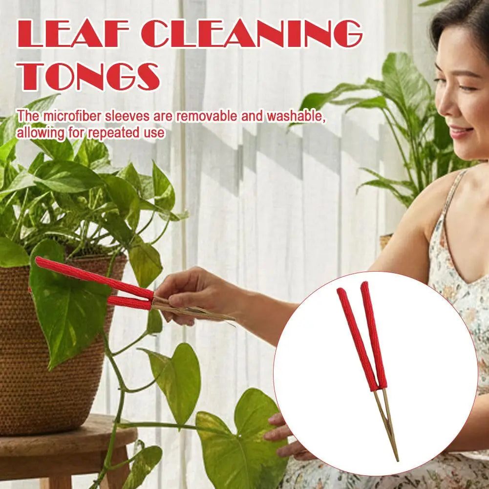 Indoor Plant Leaf Cleaner Kit with Detachable Microfiber Pads & Dusting Gloves, Reusable and Washable