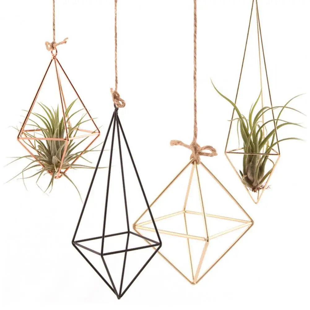 Hollow Flowerpot Propagation Stations Glass Hanging Geometric Plant Iron Stand Air Plant Holder Wedding Home Dinning Room Decor