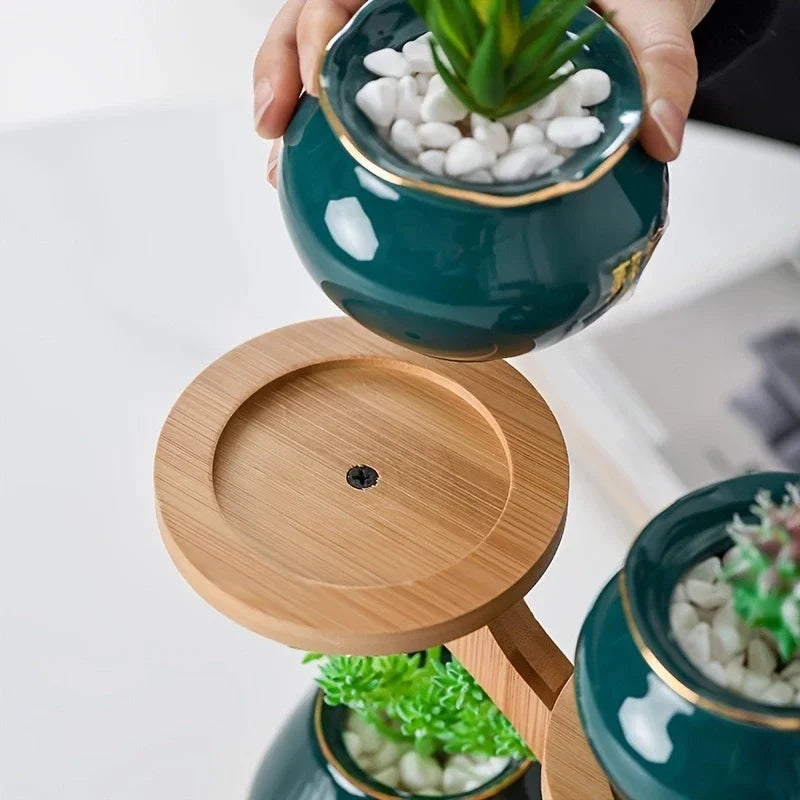 Mini Plant Stands for Window Sill & Desk, Small Indoor Decorative Shelves - Lightweight Space-Saving 3 Tier Home Office Decor