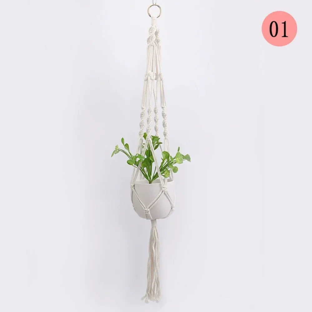 Handmade Macrame Flower Pot Wall Decor Courtyard Garden Hanging Planter Hanging Basket Plant Hanger Hanging Plant