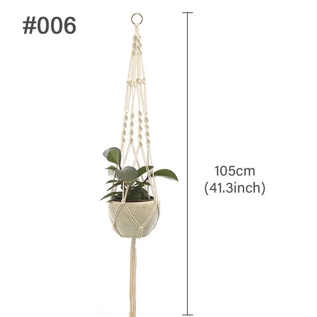 Macrame Handmade Plant Hanger Baskets Flower Pots Holder Balcony Hanging Decoration Knotted Lifting Rope Home Garden Supplies
