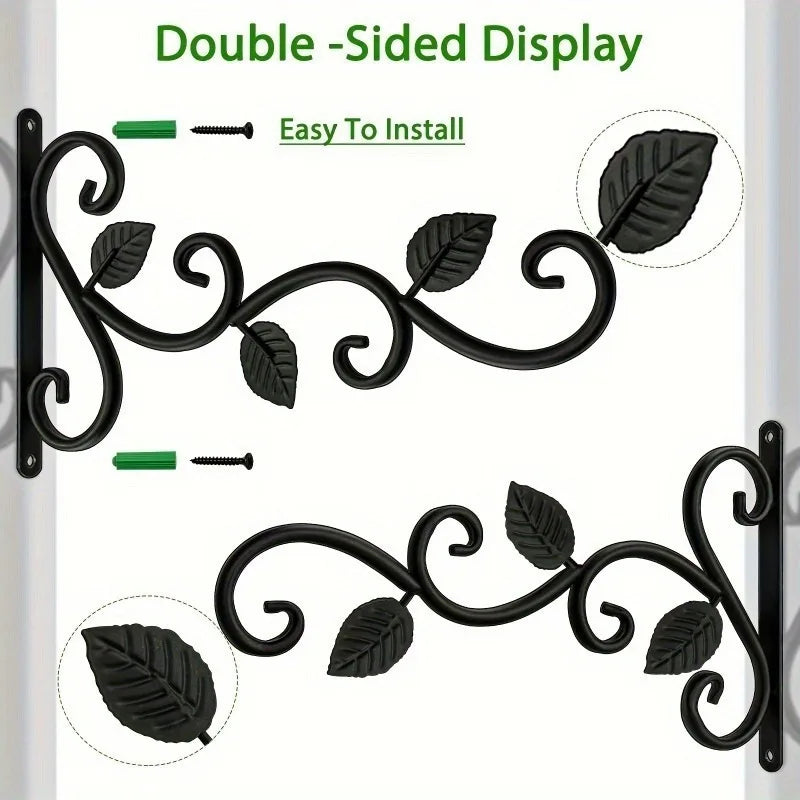 Iron Plant Hanging Rack2-4Personalized Indoor Outdoor Flower Pot Hanger Vintage Style Metal Hook Hanging Basket Wall Mount Rack