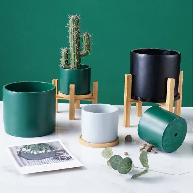 Plant Flower Pot Stand Small Durable Wood Trays Rack,Strong Free Standing Bonsai Holder Indoor Accessories Home Garden Display