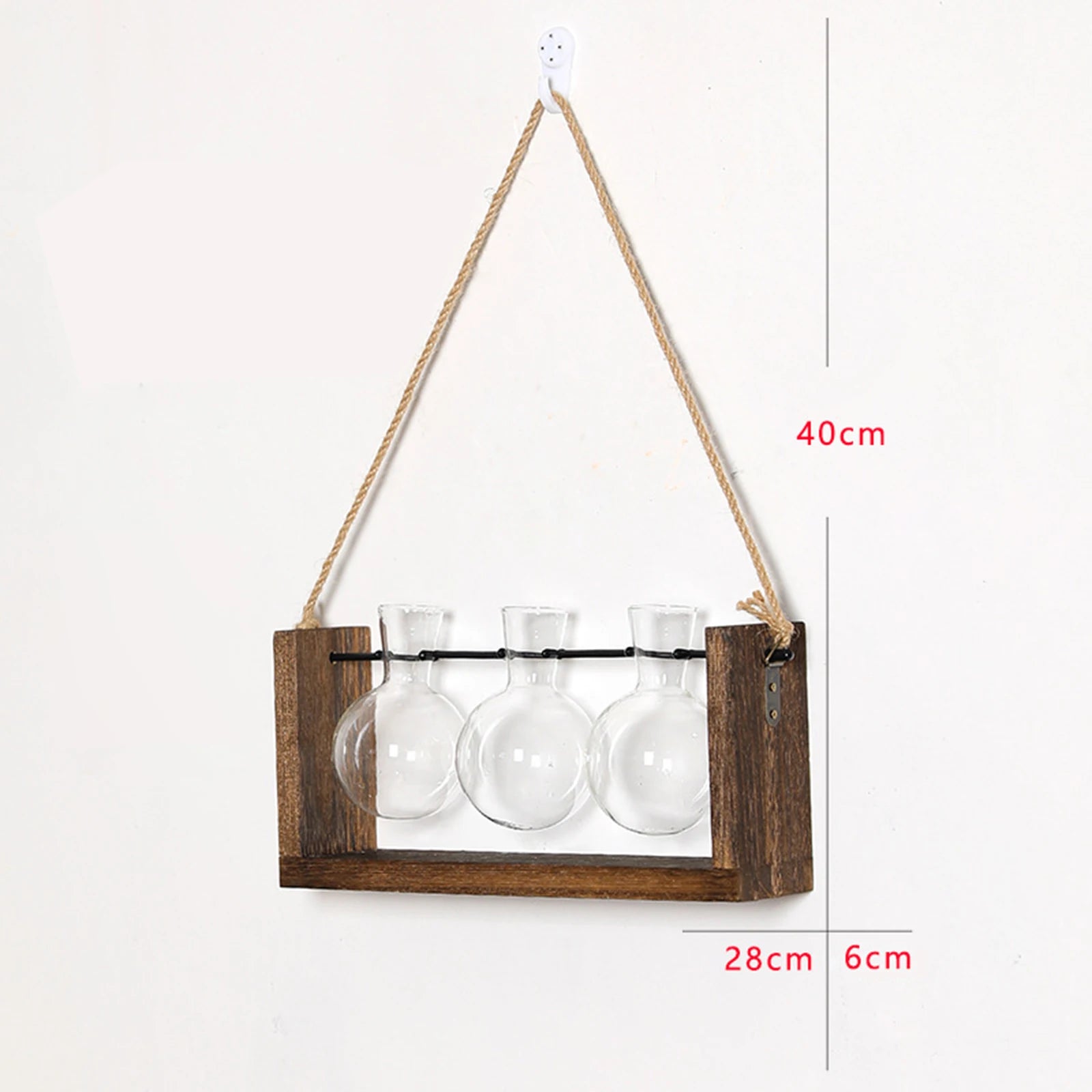 Propagation Station Glass Hydroponic Planter Bulb Terrarium Vase with Retro Wooden Stand for Hydroponics Plants Table Decor
