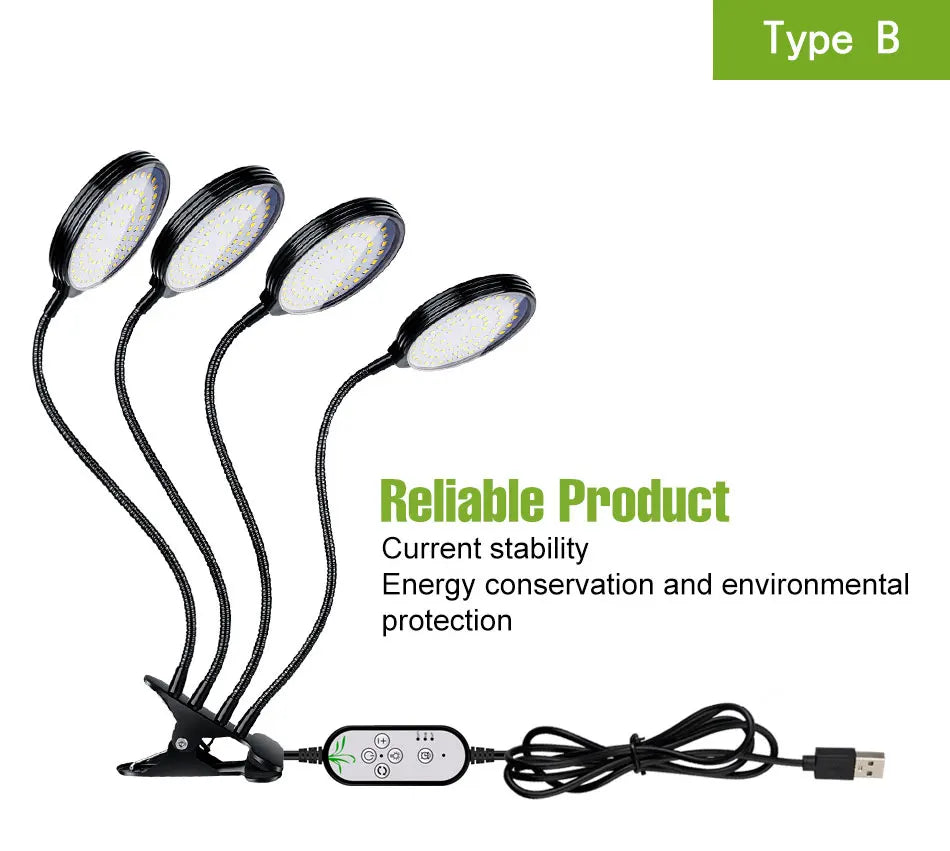 LED Grow Light Plant Hydroponic Flower Seedling Vegetable Cultivation Timing Auto On/Off Dimmable For Indoor Growth Box USB DC5V