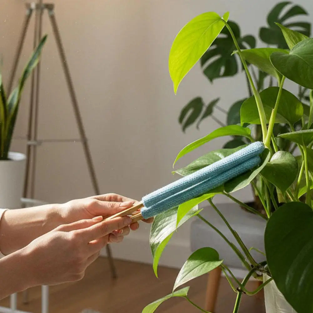 Indoor Plant Leaf Cleaner Kit with Detachable Microfiber Pads & Dusting Gloves, Reusable and Washable