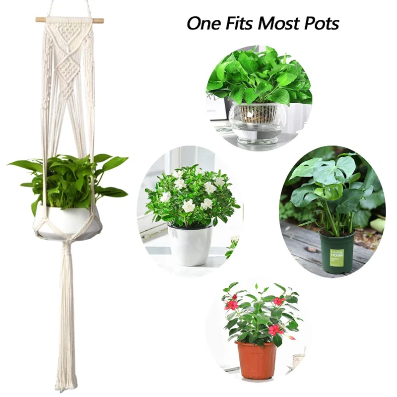 Handmade Macrame Plant Hanger Basket Flower Pot Balcony Hanging Decoration Knotted Lifting Rope Bohemian Style Home Garden Decor